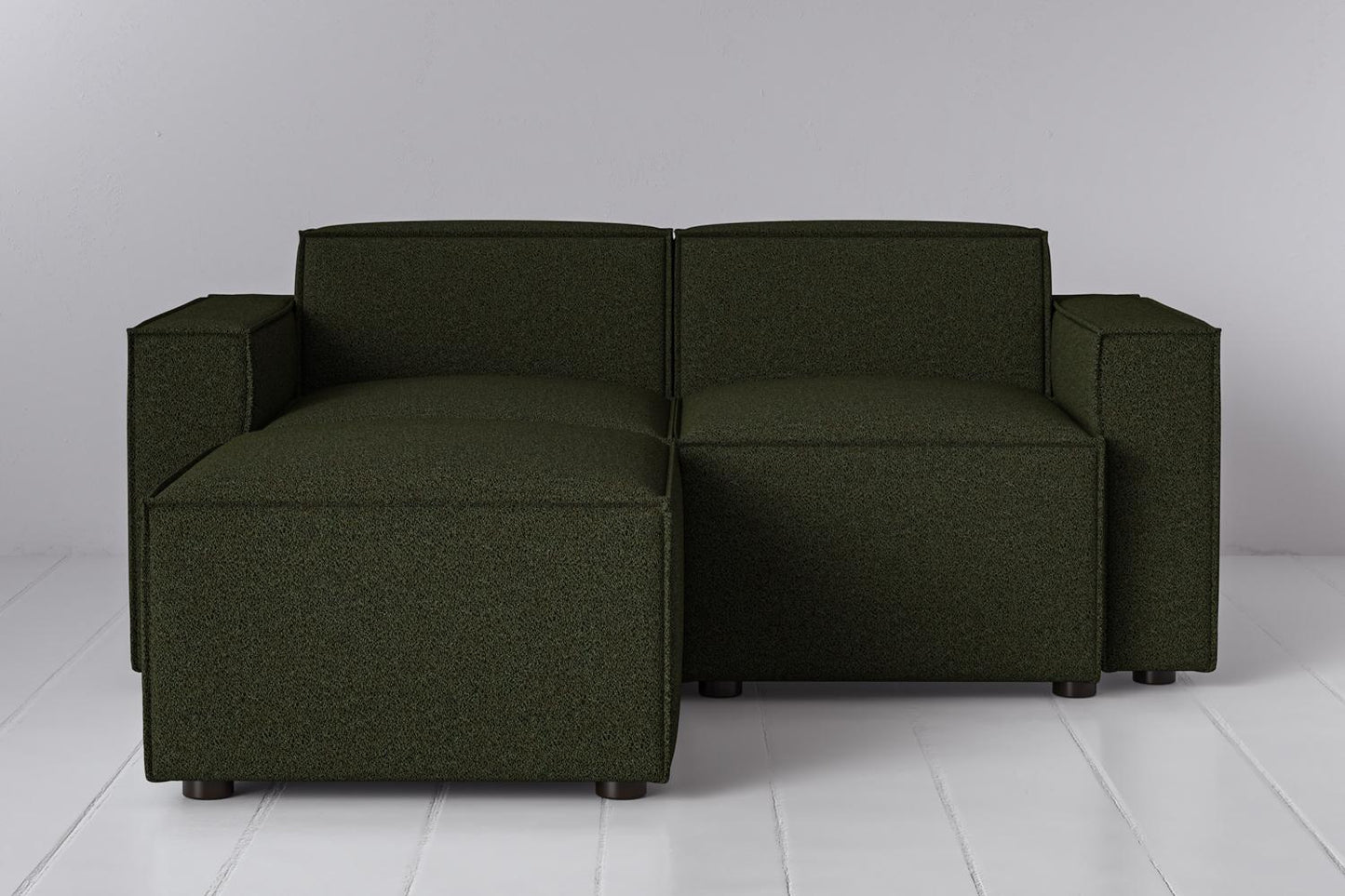 Zweisitzer-Sofa Model 03 mit Chaiselongue links, Farngrün