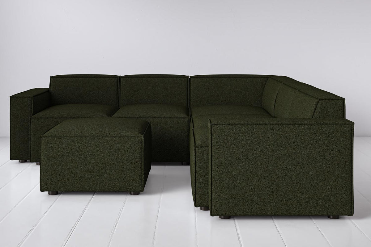 Ecksofa Model 03 mit Polsterhocker, Farngrün