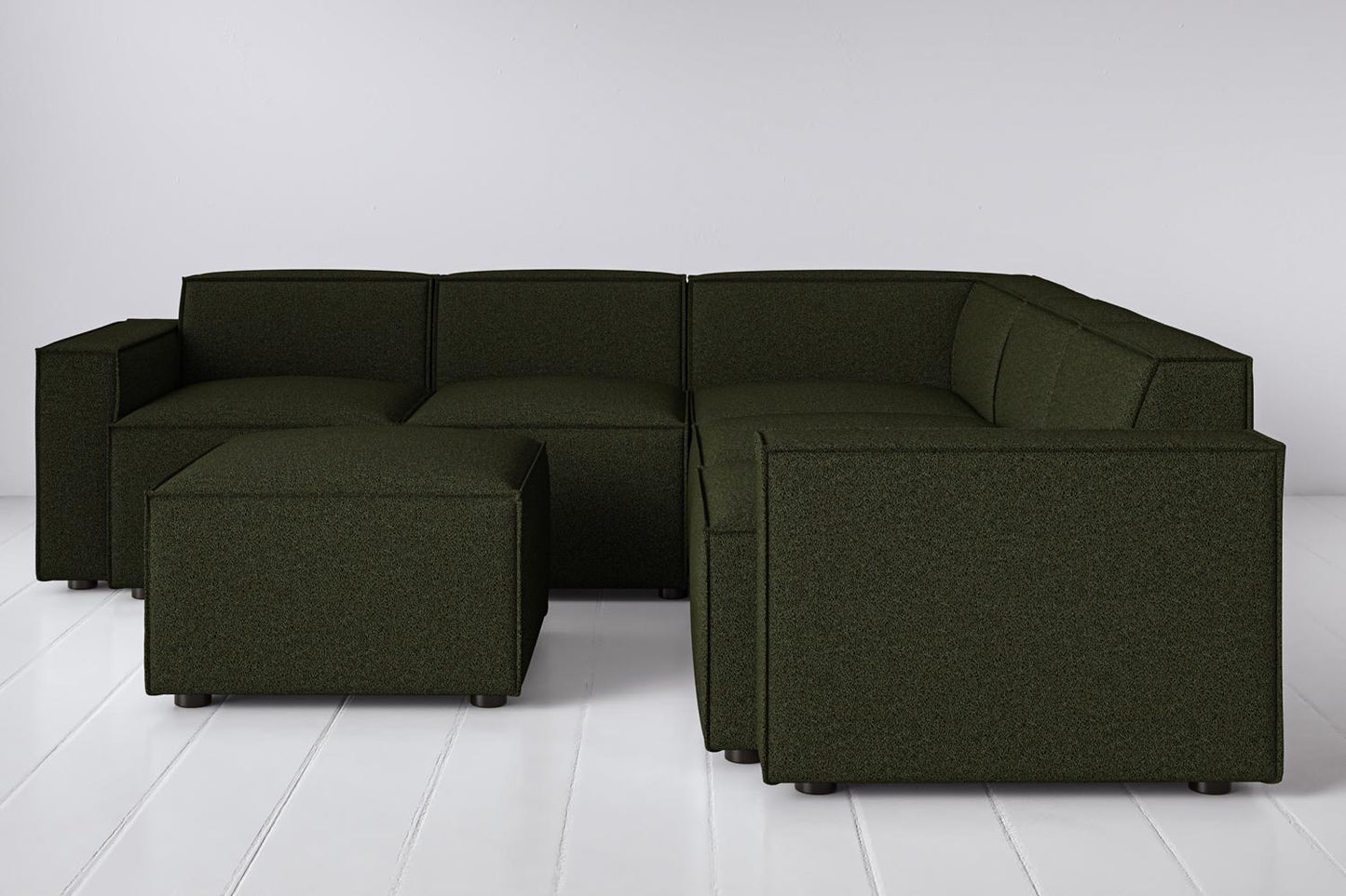 Ecksofa Model 03 mit Polsterhocker, Farngrün