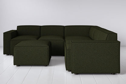 Ecksofa Model 03 mit Polsterhocker, Farngrün