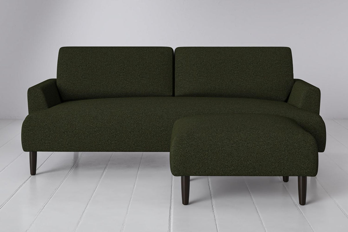 Model 05 Dreisizter Sofa mit Hocker, Farngrün