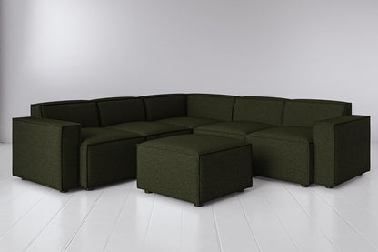 Ecksofa Model 03 mit Polsterhocker, Farngrün