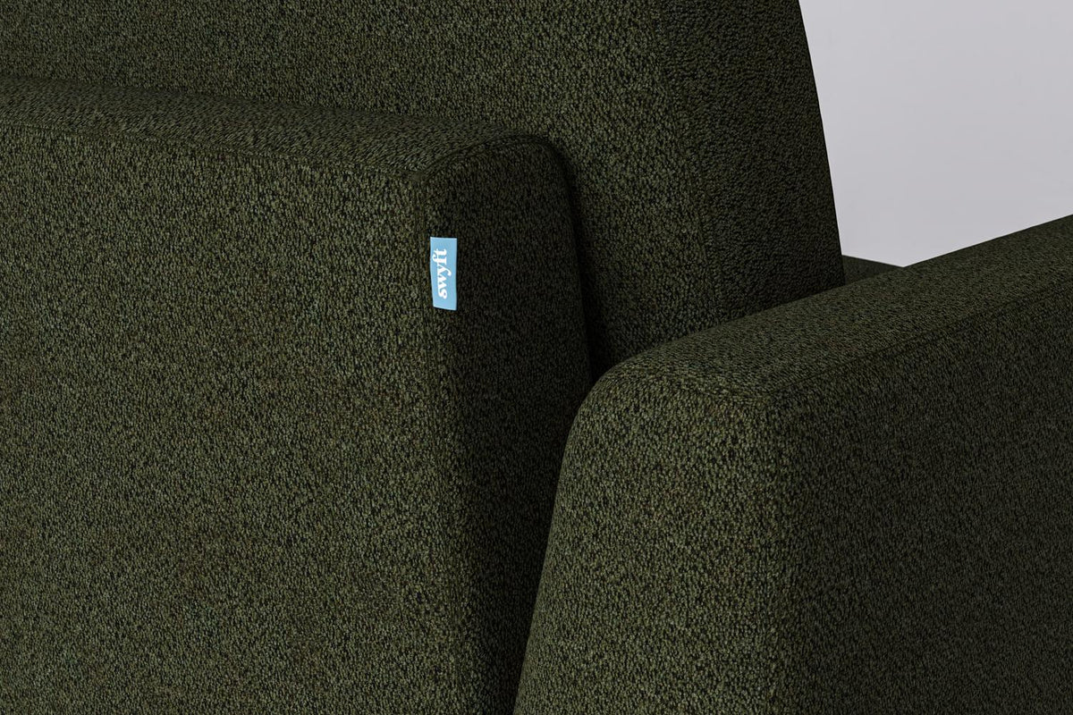 Model 05 Dreisizter Sofa mit Hocker, Farngrün