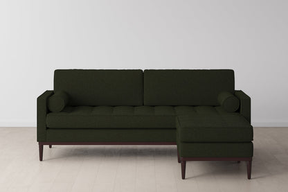 Model 02 Dreisizter Sofa mit Hocker, Farngrün