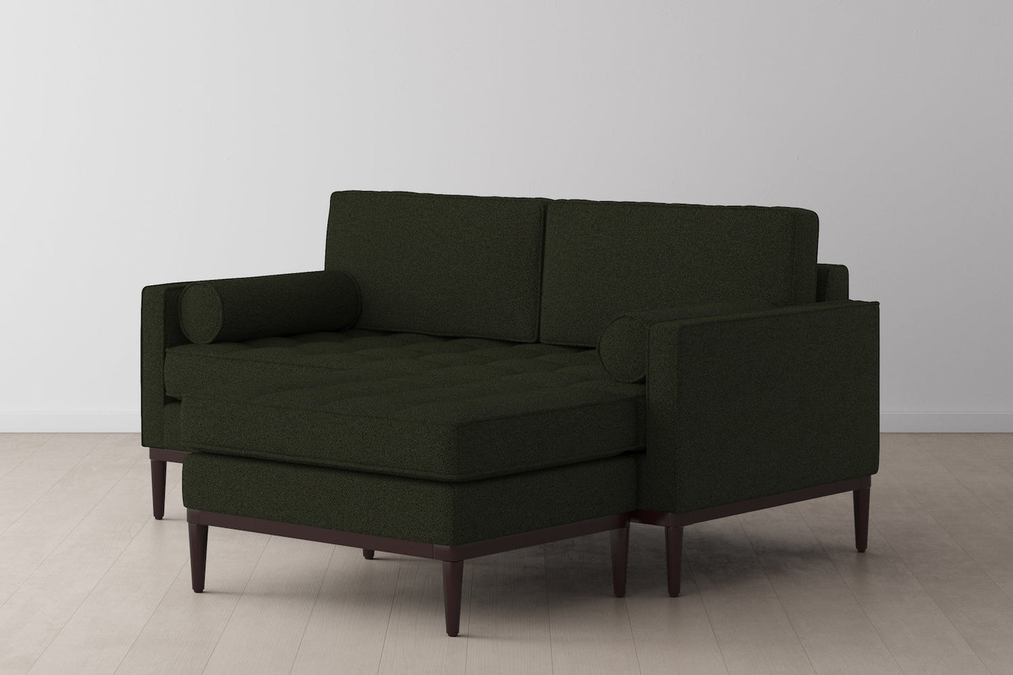Model 02 Zweisitzer Sofa mit Hocker, Farngrün
