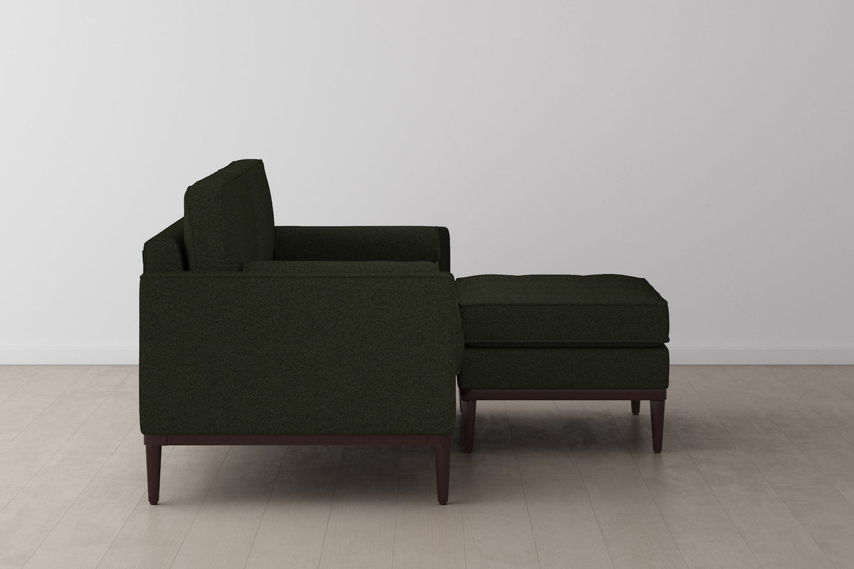 Model 02 Zweisitzer Sofa mit Hocker, Farngrün