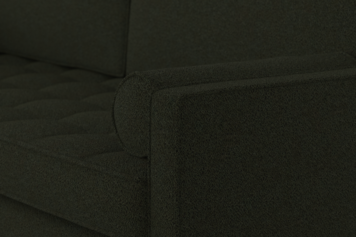 Model 02 Dreisizter Sofa mit Hocker, Farngrün