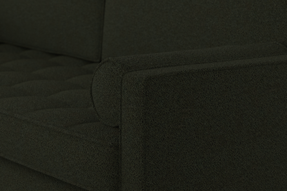 Model 02 Dreisizter Sofa mit Hocker, Farngrün