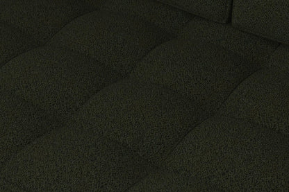 Model 02 Dreisizter Sofa mit Hocker, Farngrün