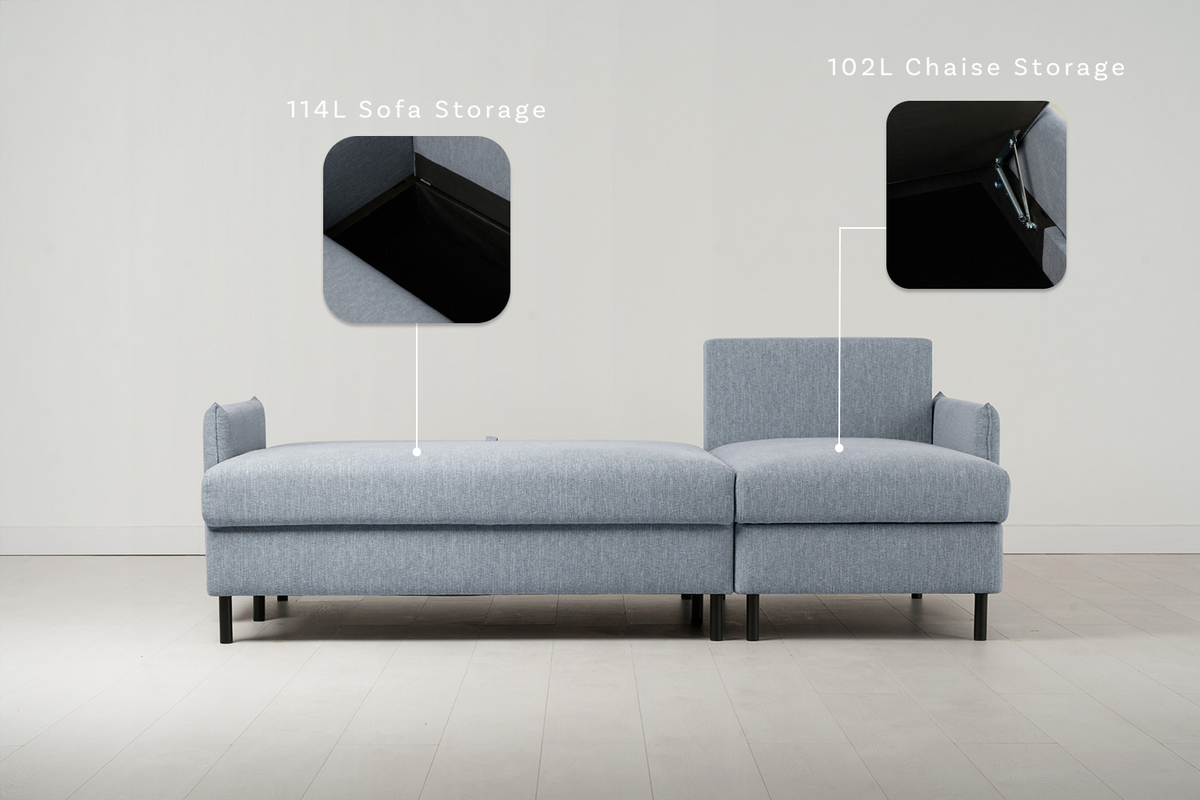 Dreisitzer-Schlafsofa Model 12 mit Chaiselongue rechts