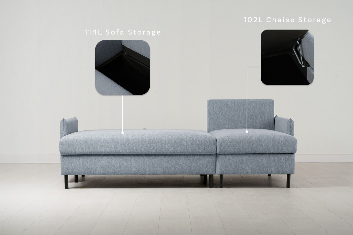 Dreisitzer-Schlafsofa Model 12 mit Chaiselongue rechts