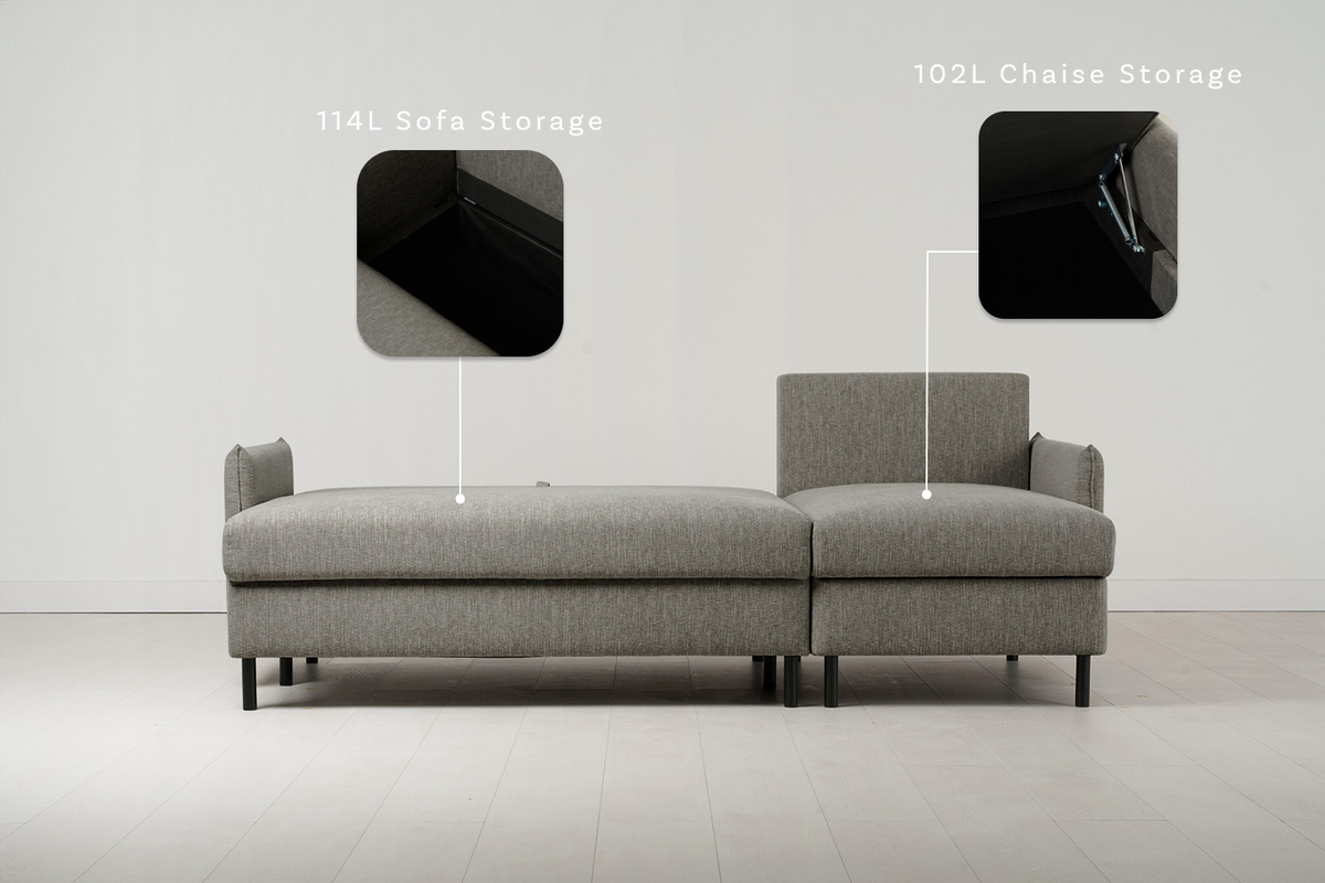 Dreisitzer-Schlafsofa Model 12 mit Chaiselongue rechts