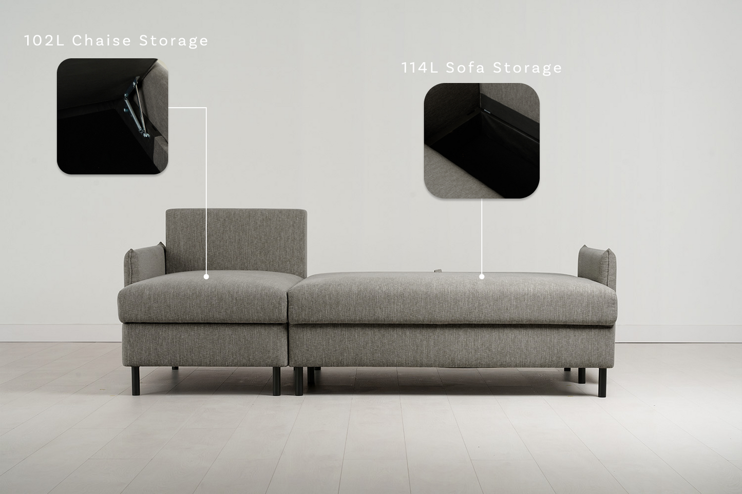 Dreisitzer-Sofa Model 12 mit Chaiselongue links