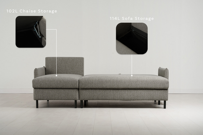 Model 12 Dreisitzer-Sofa mit Chaiselongue links, Schattengrau