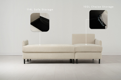 Model 12 Sofa Bed with Storage 3 Seater Right Chaise, Chalk