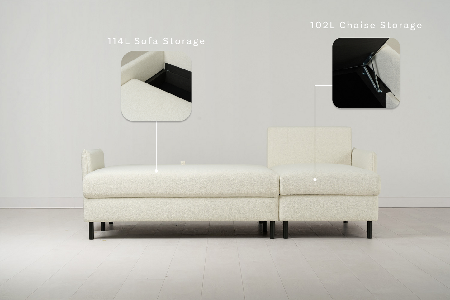 Dreisitzer-Schlafsofa Model 12 mit Chaiselongue rechts