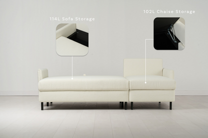 Model 12 Sofa Bed with Storage 3 Seater Right Chaise, Ivory