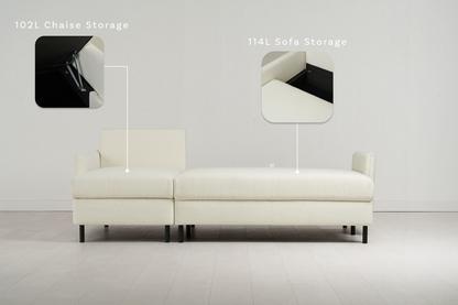 Model 12 Sofa Bed with Storage 3 Seater Left Chaise, Ivory