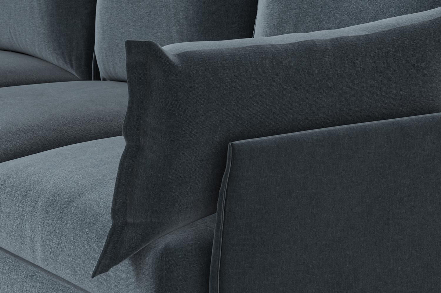 Ecksofa Model 06 mit Polsterhocker, Wasserblau