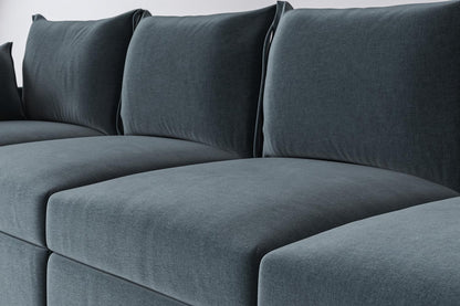 Ecksofa Model 06 mit Polsterhocker, Wasserblau
