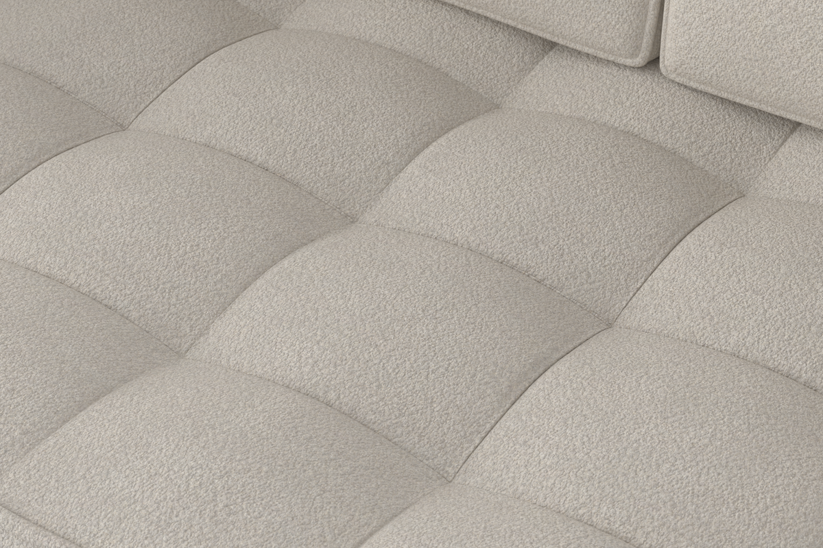 Model 02 Dreisizter Sofa mit Hocker, Elfenbeinfarbe