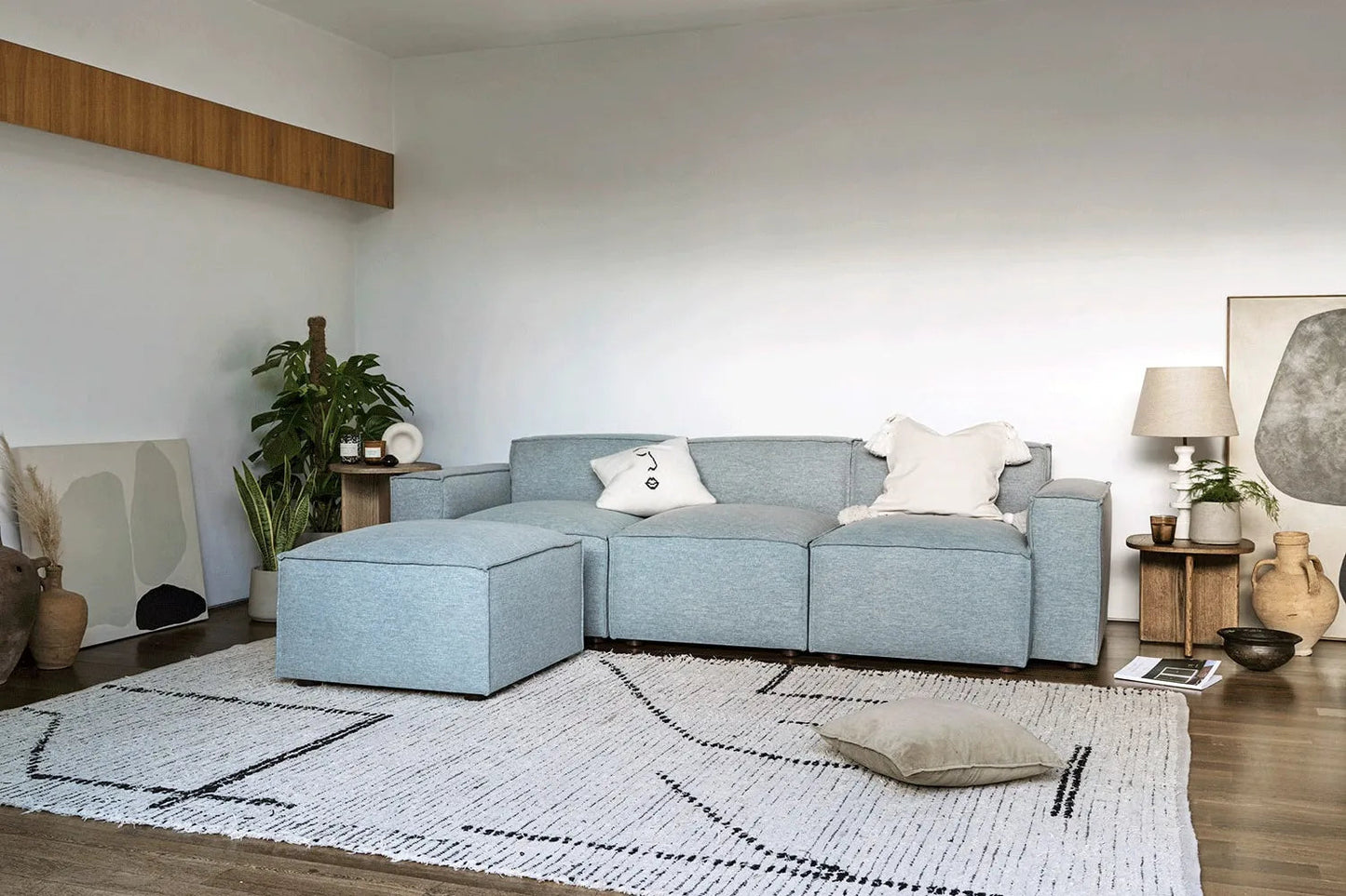 Model 03 3-Seater Left Chaise Sofa, Seaglass