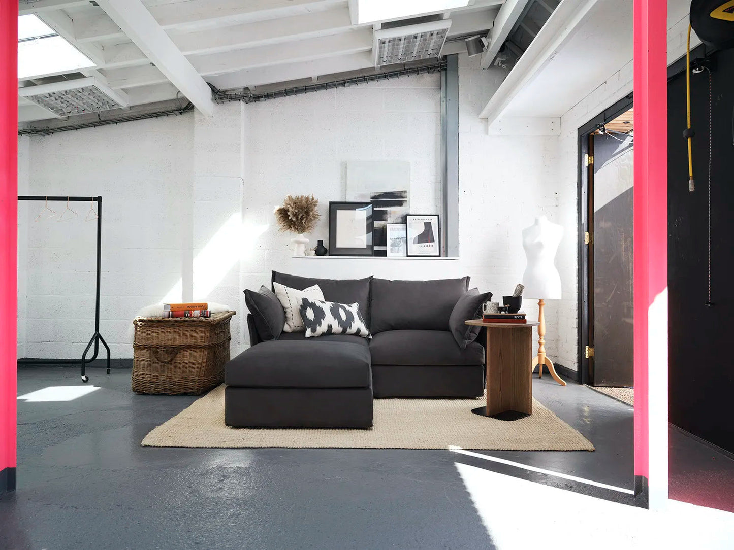 Model 06 2-Seater Left Chaise Sofa, Charcoal