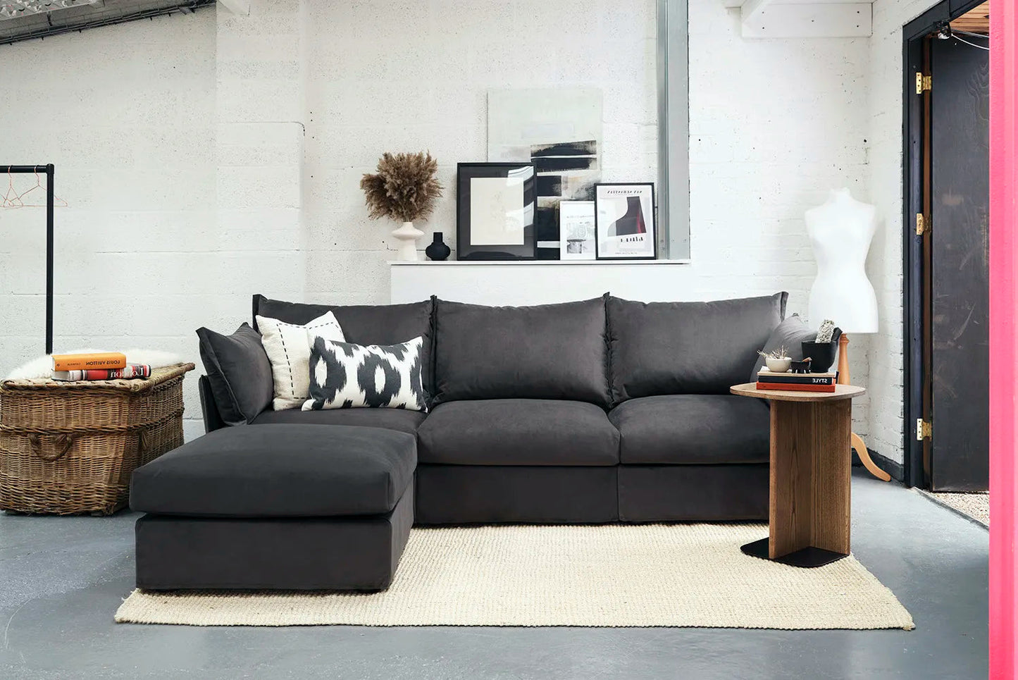Model 06 3-Seater Left Chaise Sofa, Charcoal