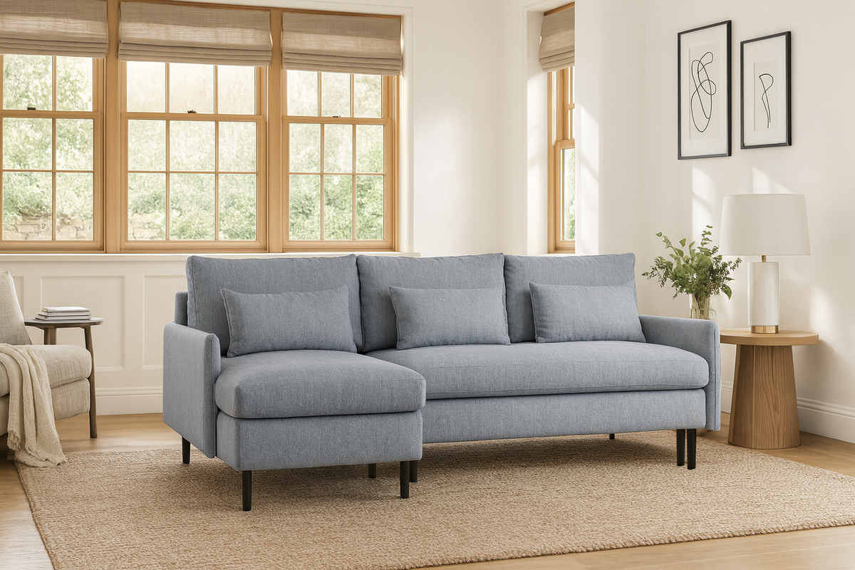 Dreisitzer-Sofa Model 12 mit Chaiselongue links