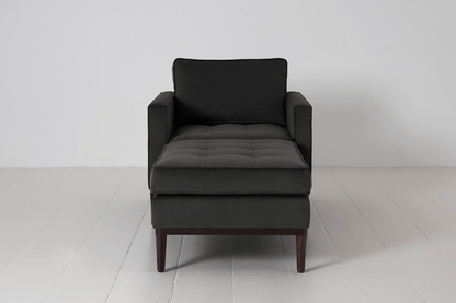 Charcoal image 1 - Model 02 Chaise Longue in Charcoal Velvet Front View