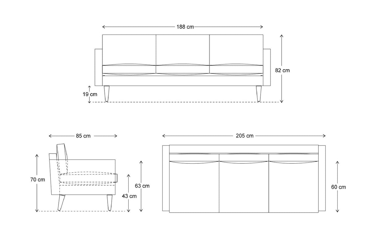 Dreisitzer-Sofa Model 01