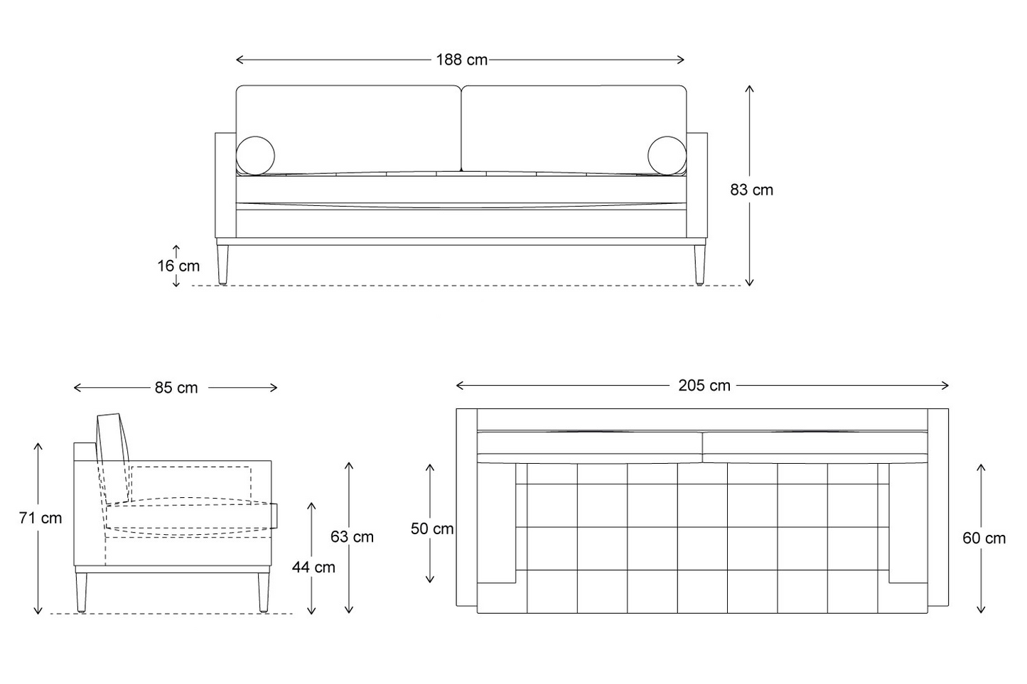 Dreisitzer-Sofa Model 02