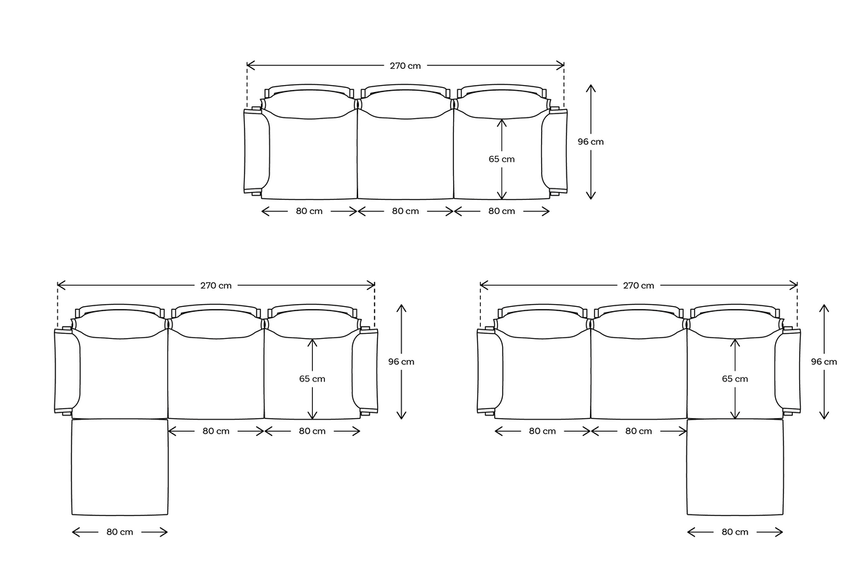 Dreisitzer-Ecksofa Model 06 mit Ecke rechts