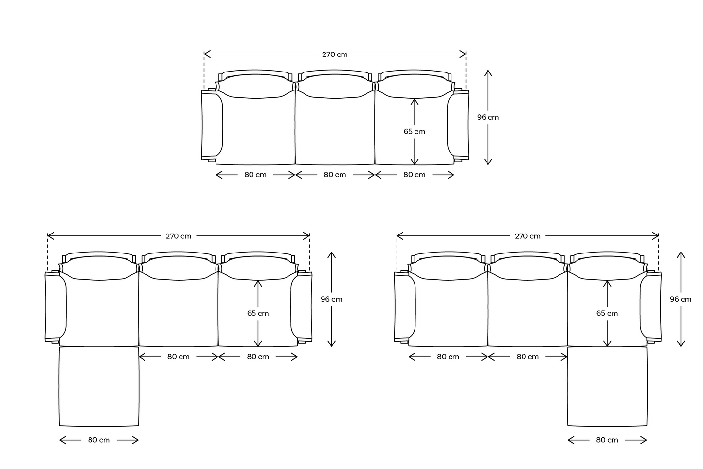 Dreisitzer-Ecksofa Model 06 mit Ecke rechts