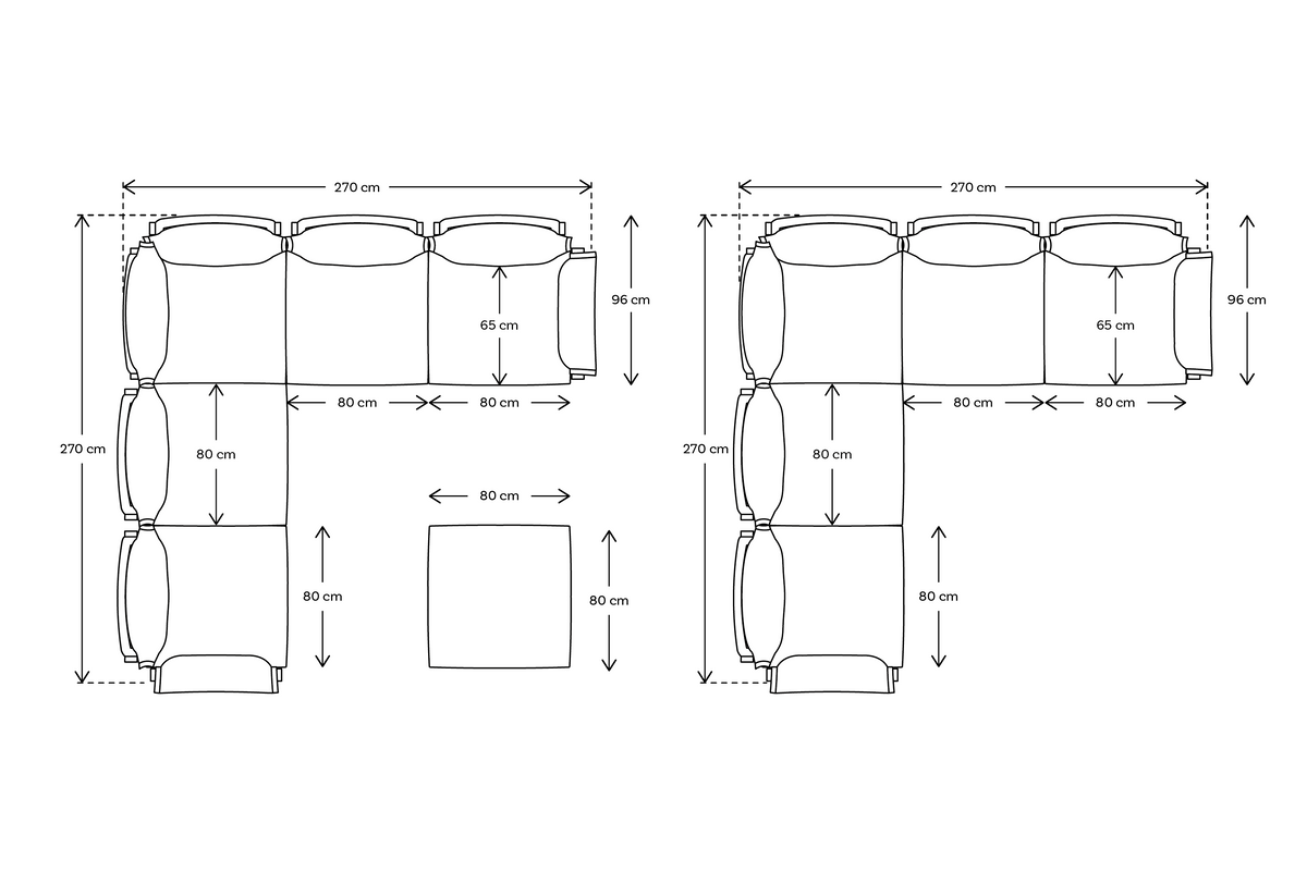 Ecksofa Model 06 mit Polsterhocker