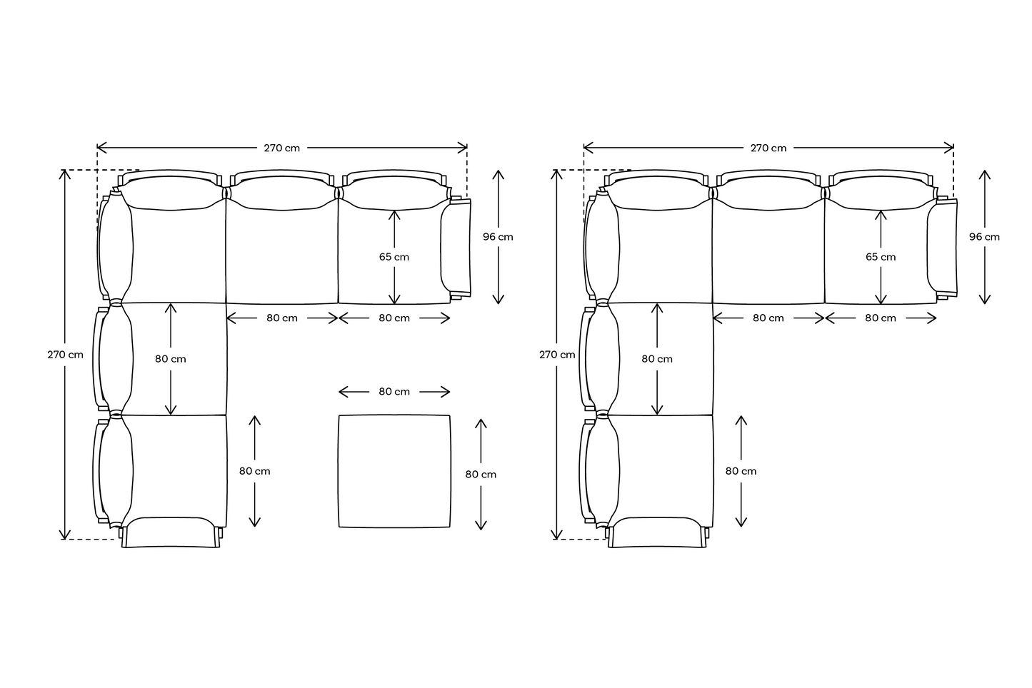 Ecksofa Model 06 mit Polsterhocker