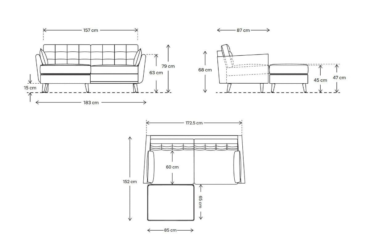 Zweisitzer-Ecksofa Model 10 mit Ecke rechts