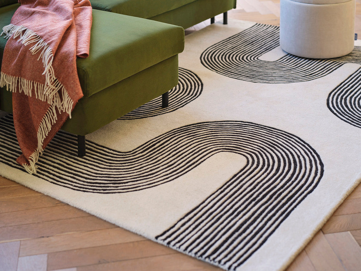 Matrix Bögen Teppich Schwarz, 120x170