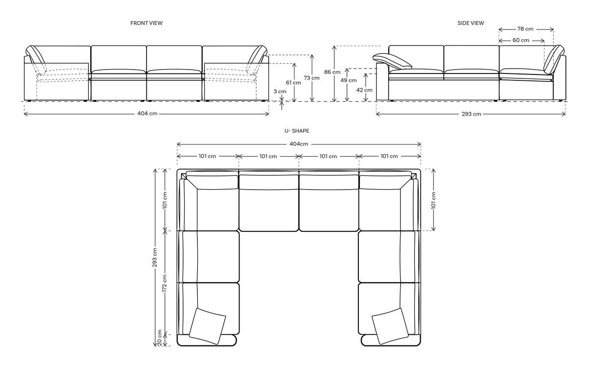 Model 13 U Shaped Sofa with Ottoman