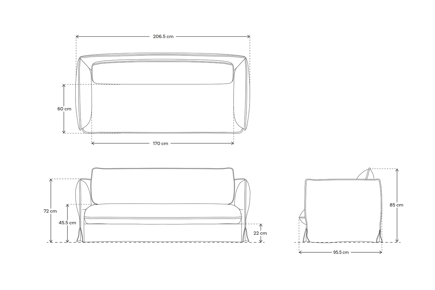 Model 18 Dreisitzer-Sofa