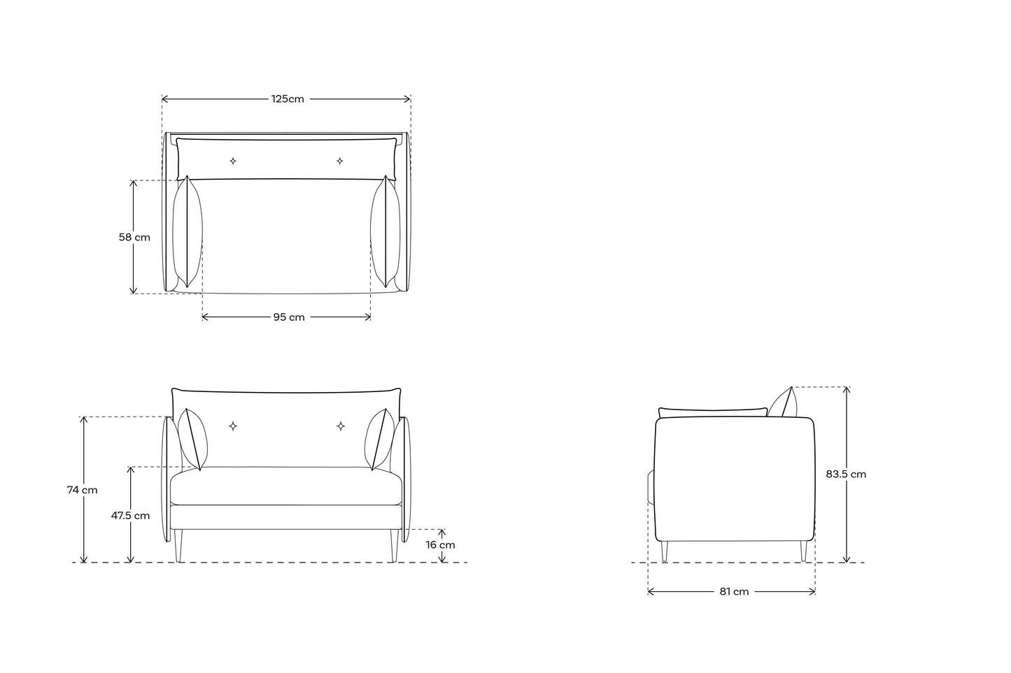Model 19 Loveseat, Meerglasblau