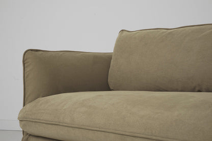 Model 18 Zweisitzer-Sofa mit Polsterhocker, Wiesengrün