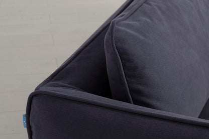 Model 18 Zweisitzer-Sofa mit Polsterhocker, Mitternachtsblau