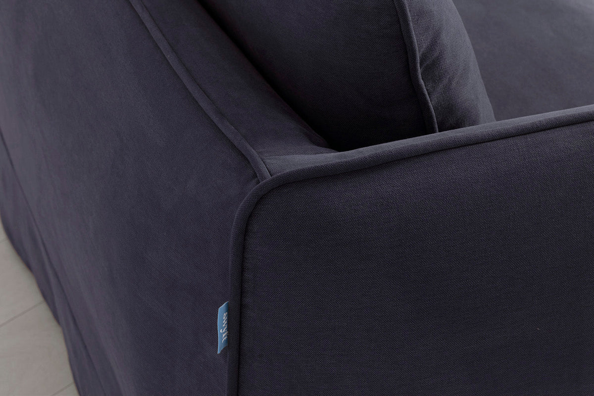 Model 18 Zweisitzer-Sofa mit Polsterhocker, Mitternachtsblau