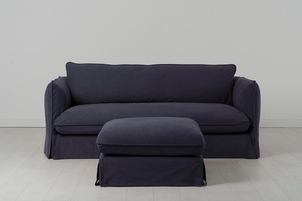 Dreisitzer-Sofa mit Polsterhocker, Mitternachtsblau