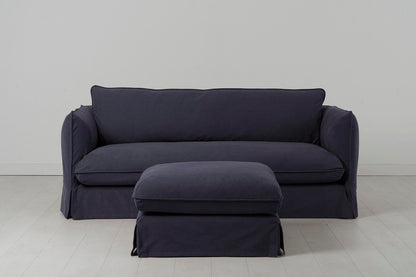 Dreisitzer-Sofa mit Polsterhocker, Mitternachtsblau