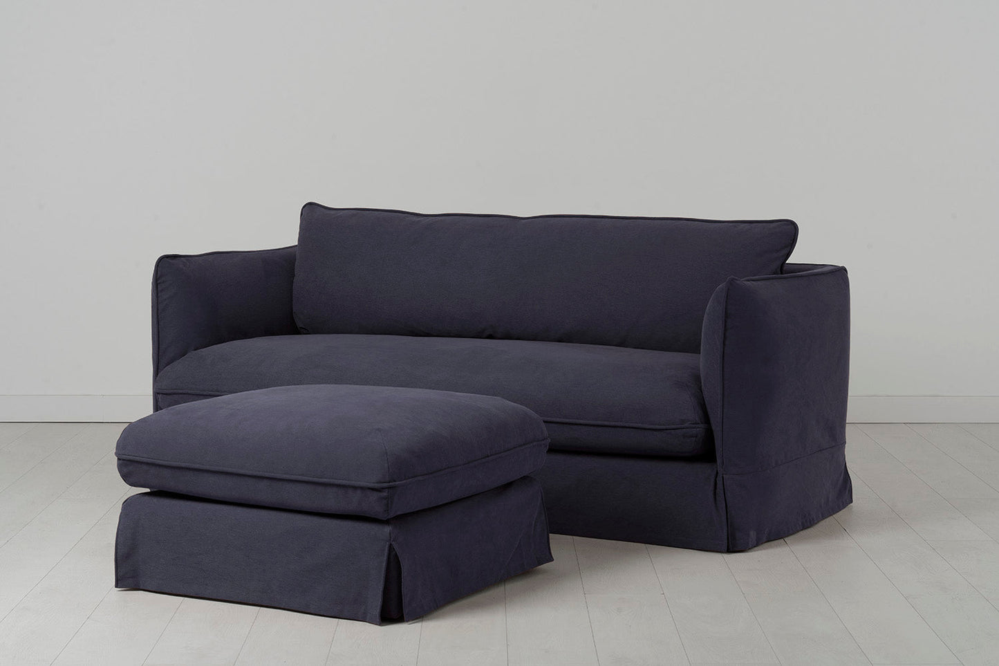 Dreisitzer-Sofa mit Polsterhocker, Mitternachtsblau