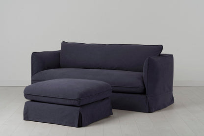 Dreisitzer-Sofa mit Polsterhocker, Mitternachtsblau