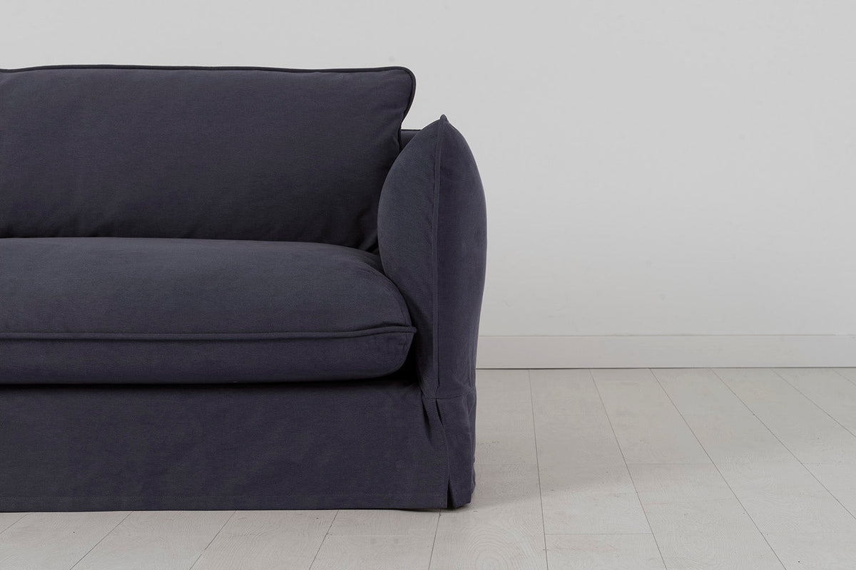 Dreisitzer-Sofa mit Polsterhocker, Mitternachtsblau