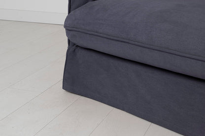 Dreisitzer-Sofa mit Polsterhocker, Mitternachtsblau